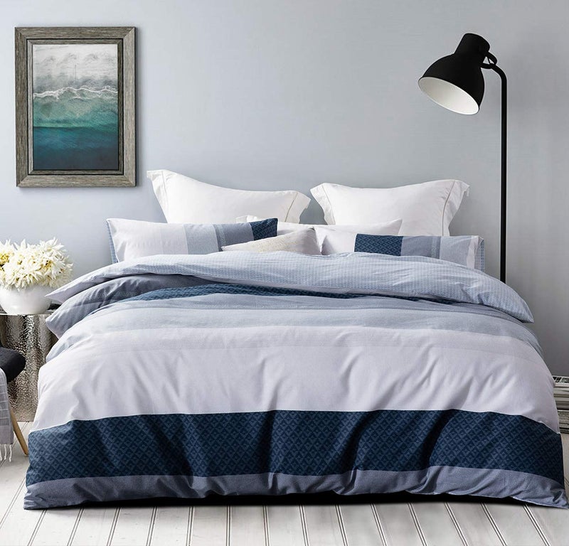 SLEEPBELLA Duvet Cover Set 600 Thread Count Cotton Bedding Set (Full, Greekn-lump) - Image 1